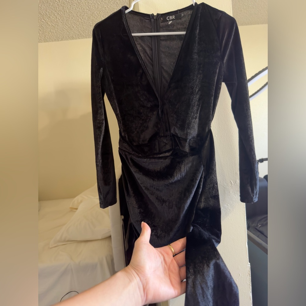 CBR Black Velvet Long Sleeve Dress